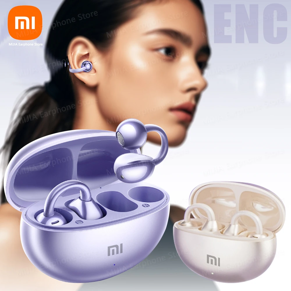 XIAOMI Mijia Wireless Earphone Open Ear M91 Ear Clip ENC Headset Bluetooth 5.4 HD Call Touch Control Headphone for Android iOS