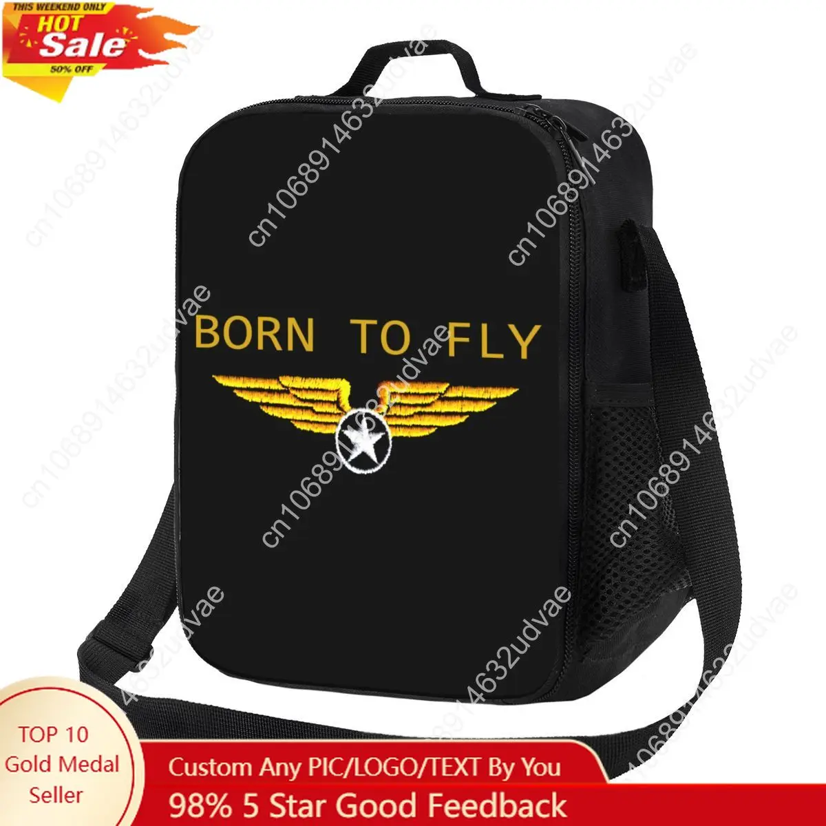 

Custom Born To Fly Flight Pilot Insulated Lunch Tote Bag Flying Aviation Aviator Thermal Cooler Food Lunch Box Work School