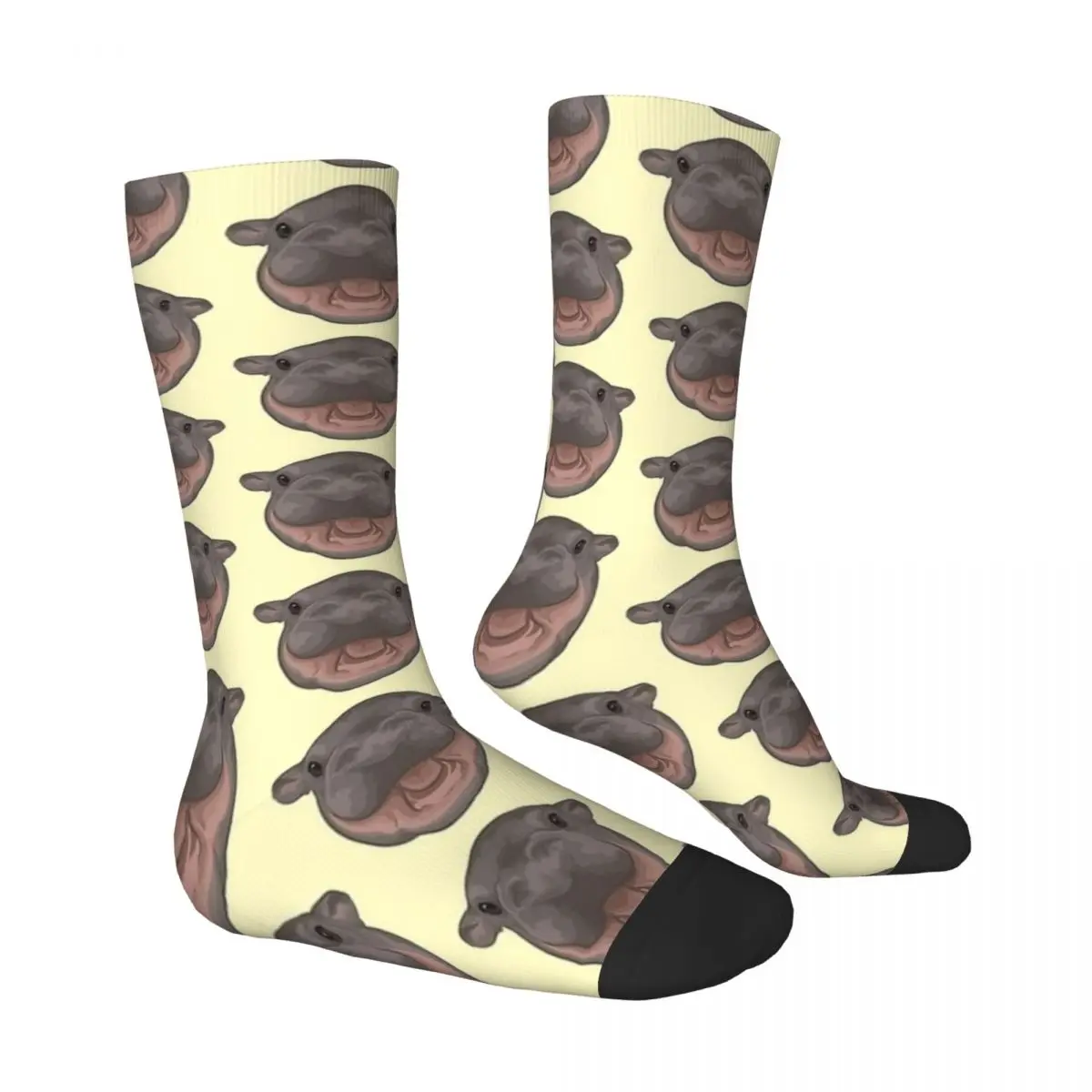 Moo Deng Pygmy فرس النهر الصراخ الجوارب Kawaii جوارب للجنسين الرجال جودة الدراجات الجوارب الشتاء الجرافيك عدم الانزلاق الجوارب #3