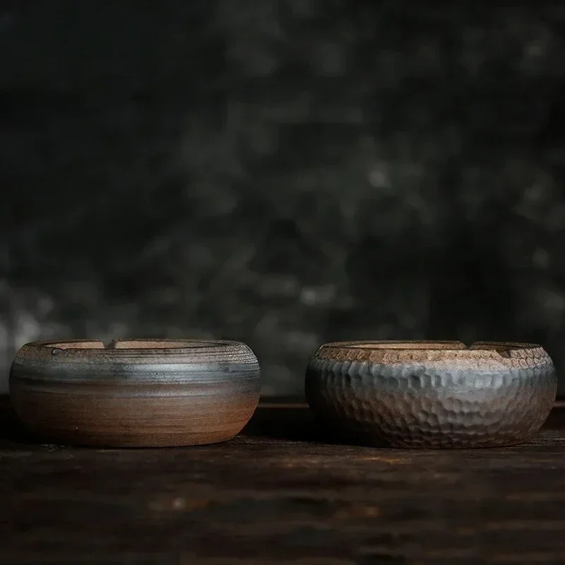 Creative Ceramic Ashtray Handmade Vintage Household Office Ancient Early Burning Thread Hammer Ashtray Tea Set Shop Home Decor