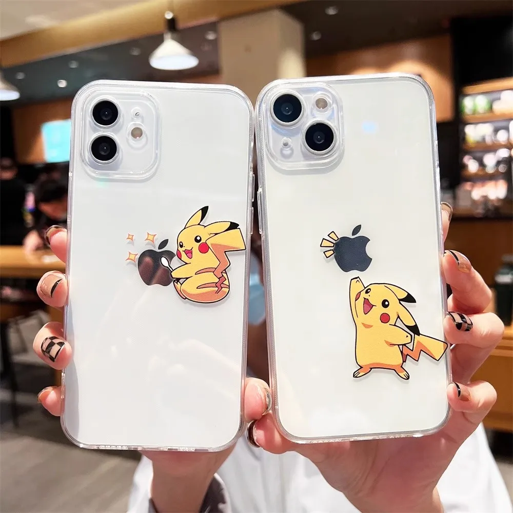 Cute Pokemon Pikachu Phone Cases For iPhone 13 12 11 14 15 16 Pro Max 2024 Case Cartoon Clear Cover