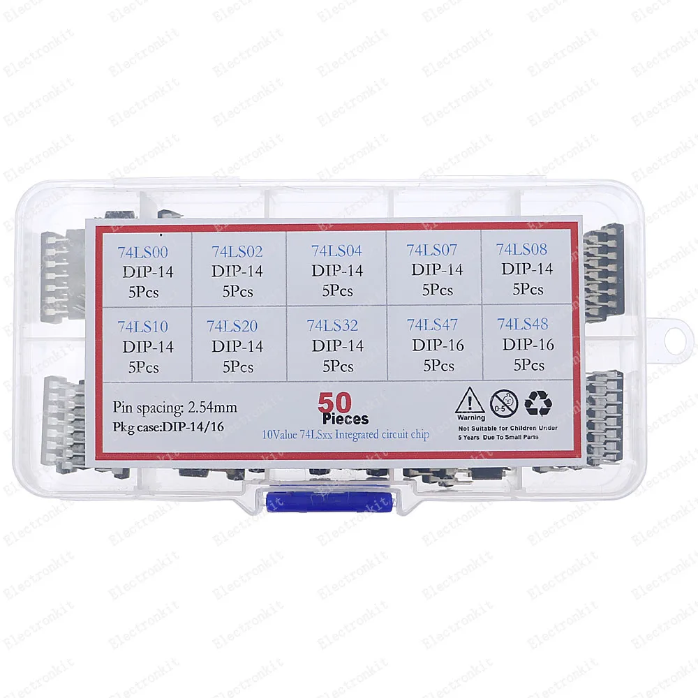 50Pcs/Box IC Integrated Circuit Chip Assortment Kit 74LS00 74LS02 74LS04 74LS07 74LS08 74LS10 74LS20 74LS32 74LS47 74LS48