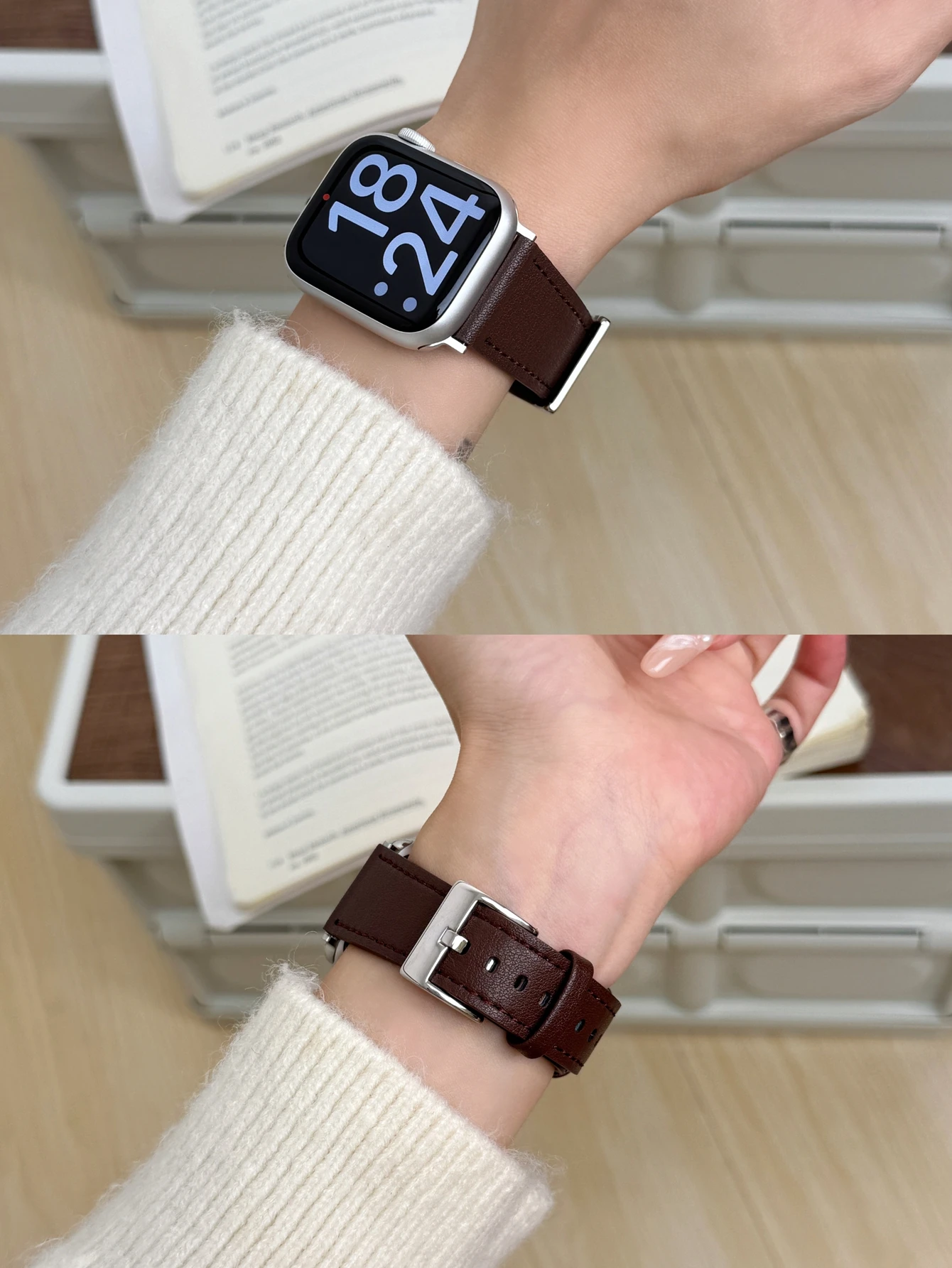 حلقة جلدية لسوار ساعة أبل للنساء سلسلة الترا 11/10/9/8/7/6 38 مللي متر 40 مللي متر 41 مللي متر 42 مللي متر 44 مللي متر 45 مللي متر 46 مللي متر حزام