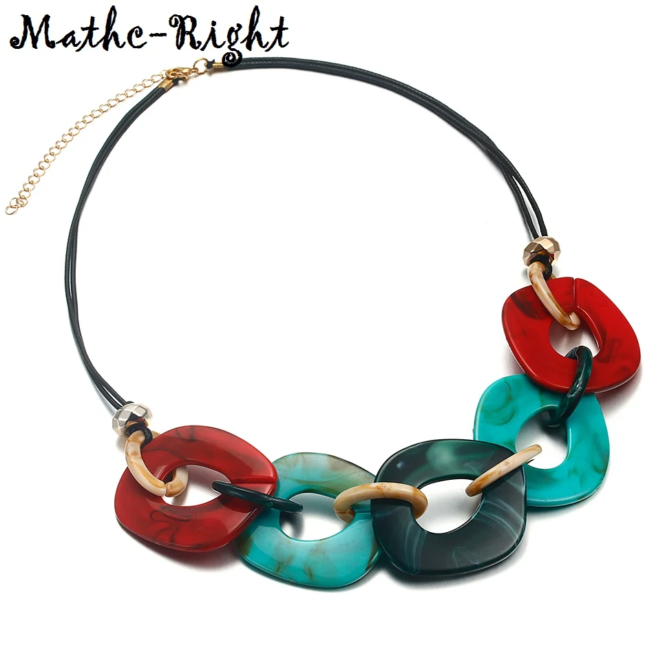 Women\'s Colorful Acrylic Necklace for Women Geometric Necklaces & Pendants Statement Necklace New Arrival Fashion Jewelry NR057