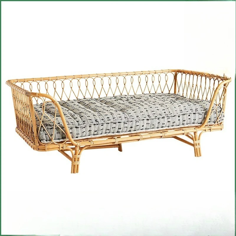 Modernes, einfaches Rattan-Schlafsofa, nordisches Haushalt, kleines Rattan-Bett, Wohnzimmer, multifunktionales Dual-Purpose-Schlafsofa