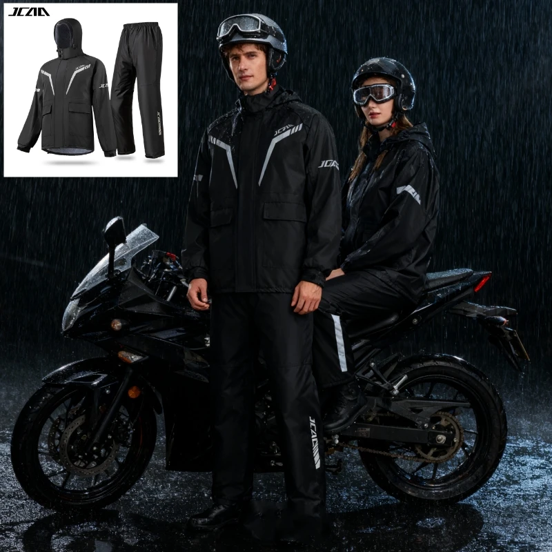 JCAA Motorcycle Raincoat Suits Men Women Waterproof Rain Gear Rain Jacket Reflective Work Rain Coats Lightweight Hiking Rainsuit