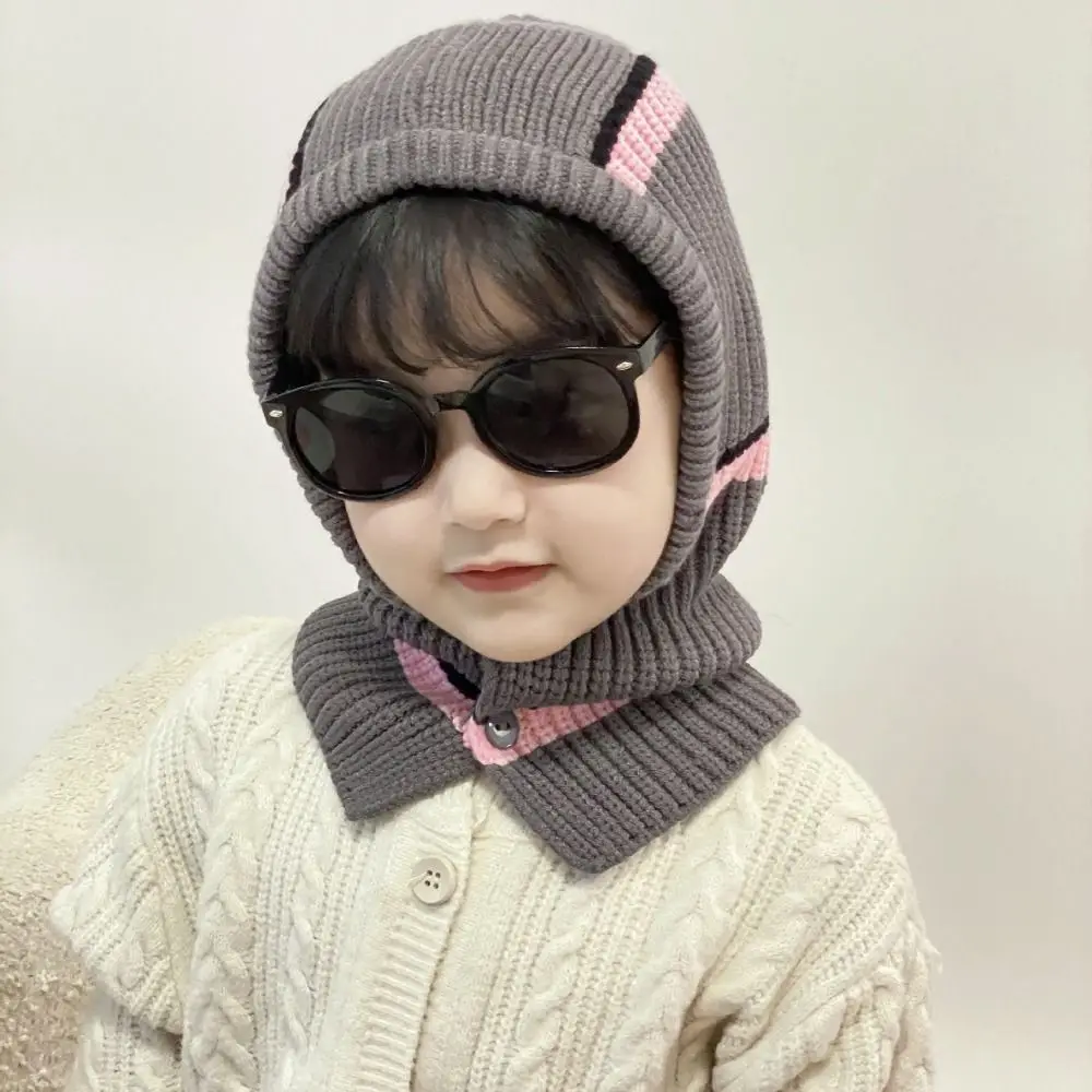 

Soft Colorful Stripe Balaclava Hat Winter Warm Windproof Ear Protection Hats Stretchable Knitted Cap Scarf