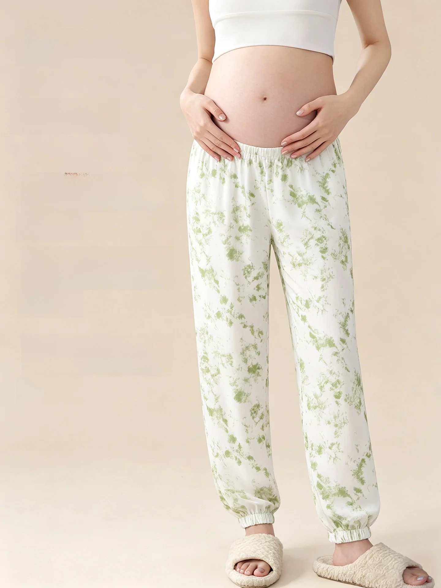 pregnant-women-sleep-pants-comfortable-home-clothes-belly-support-non-restrictive-summer-long-sleeve-lenzing-cotton-underwear