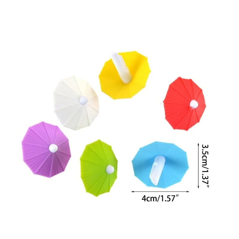 6 ชิ้นร่มรูปร่างแก้วไวน์เครื่องหมายอุปกรณ์บาร์แก้วแก้วไวน์ Charm Dropship