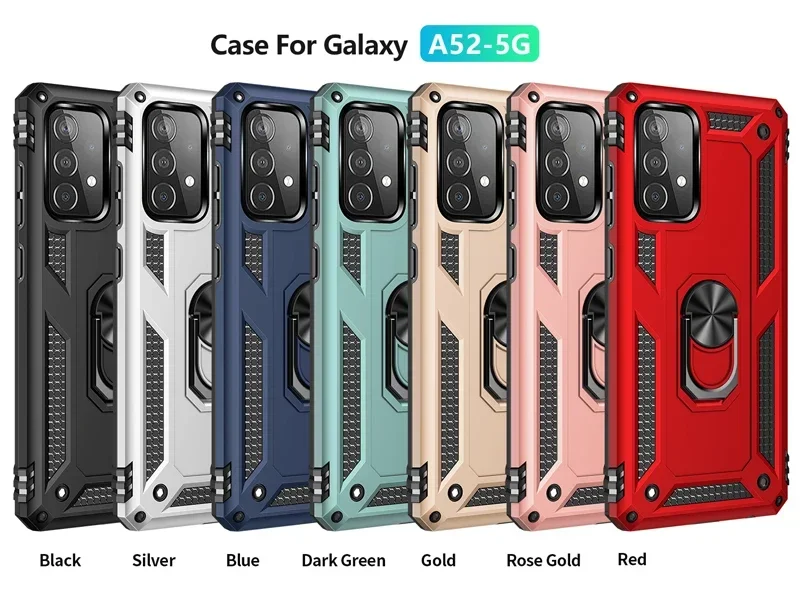 Fashion Armor Metal Ring Anti-drop Case For Samsung Galaxy S24 S23 S21 S20 FE Ultra S10 S9 Plus Note 20 Ultra Shockproof Cover