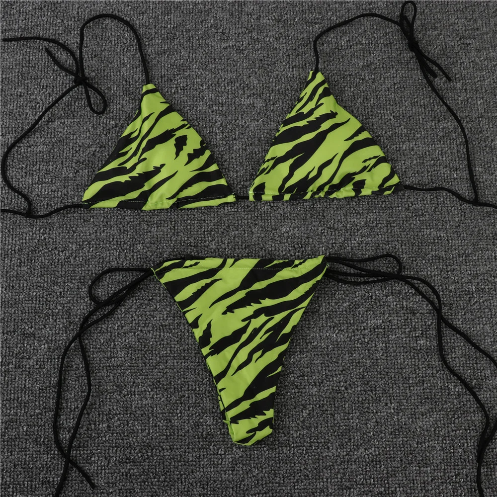 مثير النمر مثلث سلسلة بيكيني الدانتيل يصل مايكرو حبال ملابس السباحة المتطرفة سيور عطلة ملابس النساء ثوب السباحة الشاطئ الزي #4