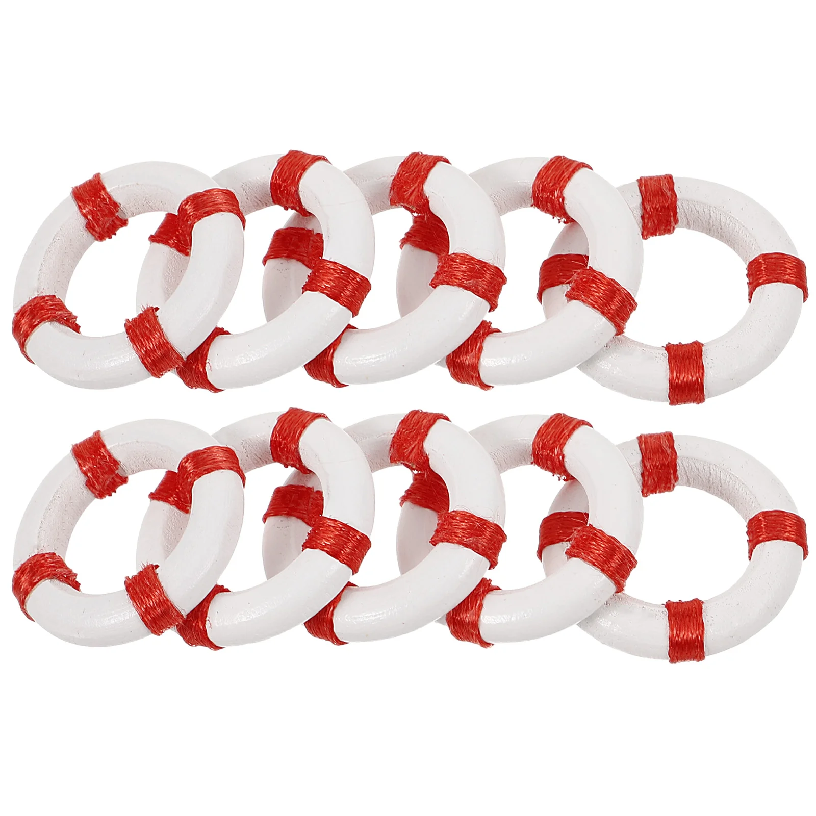 10PCS Mini Mediterranean Style Swimming Ring Life Buoy Resin Figurine Craft Miniature Toy (Red) mini life ring