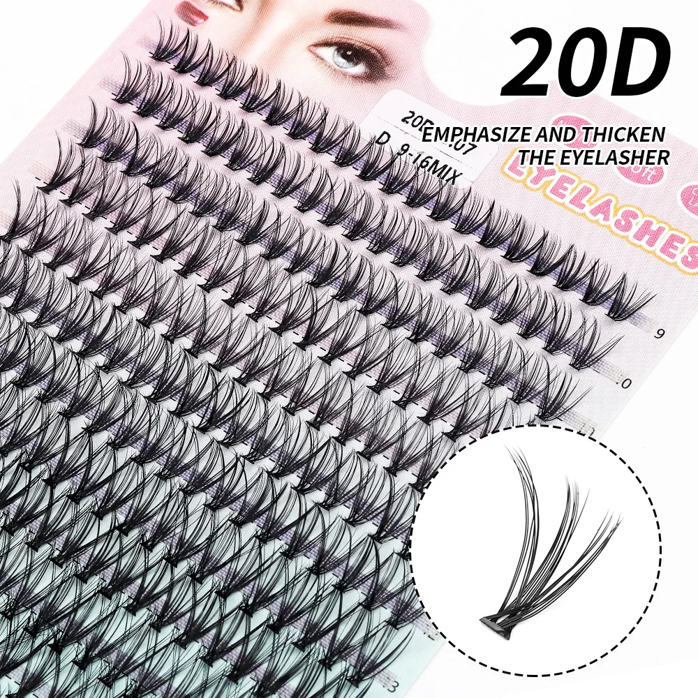 280 Pcs 40D/30D/20D/10D Eyelashes Extension Lashes Clusters 9-16mm Cluster DIY Individual Makeup Lash Thick Faux Eyelash Wisps