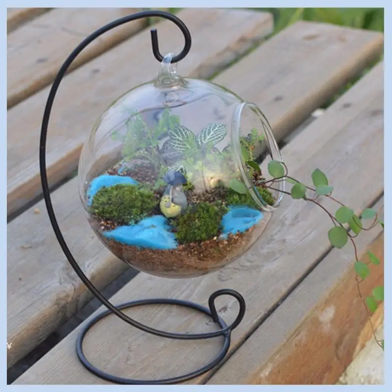 MLGB-8Cm Hanging Glass Flowers Plant Vase Stand Holder Terrarium Container Candlestick Tealight Holder Home Decor