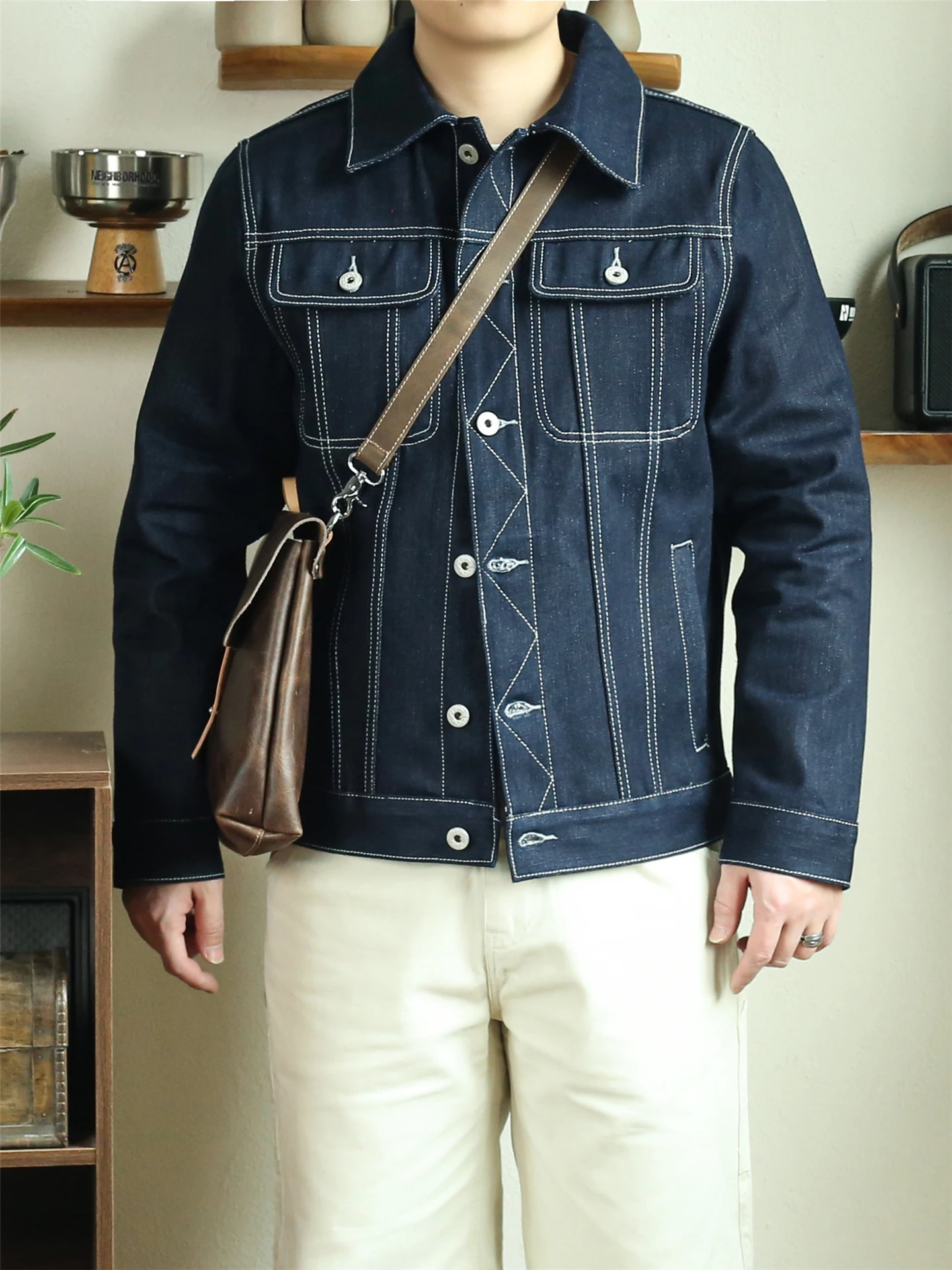 

Мужская винтажная джинсовая куртка Heavyweight Rigorous Original Selv из американского хлопка для осени