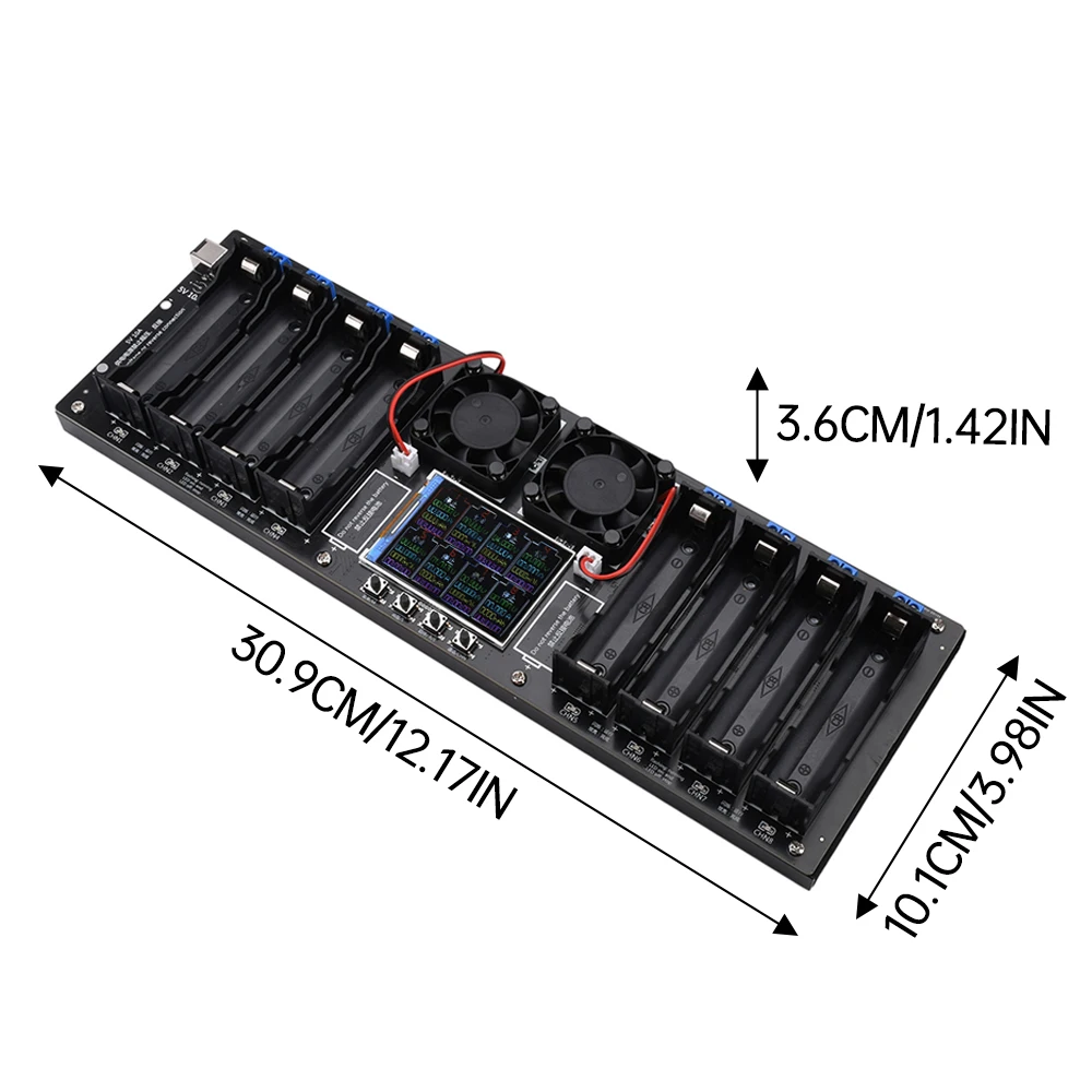 8 Channel 18650 Lithium Battery Capacity Tester Module MAh MWh Digital Battery Power Detector Module 18650 Battery Tester Type-C