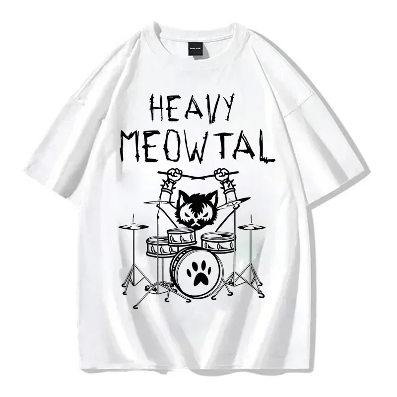 Heavy Meowtal Cat Metal Music Gift Idea Funny Pet Owner T-Shirt Latest Printed Tops Shirt T Shirts for Women Women Clothing