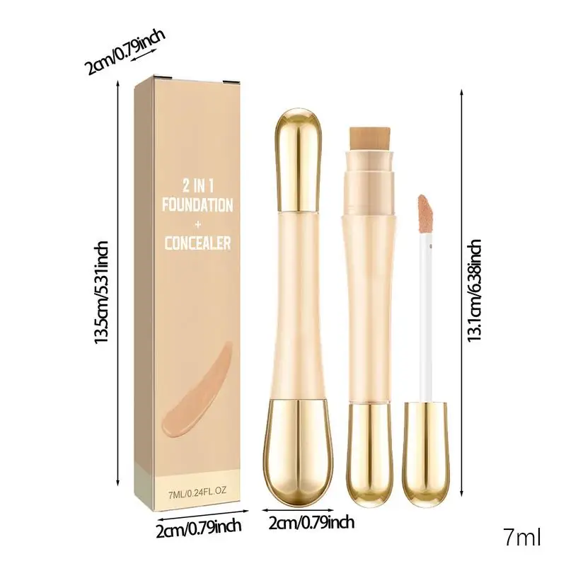 2-In-1 Foundation Langdurige Dual-Head Face Foundation En Concealer Natuurlijke Gezichtscosmetica Voor De Hele Dag Dekking Tijdens