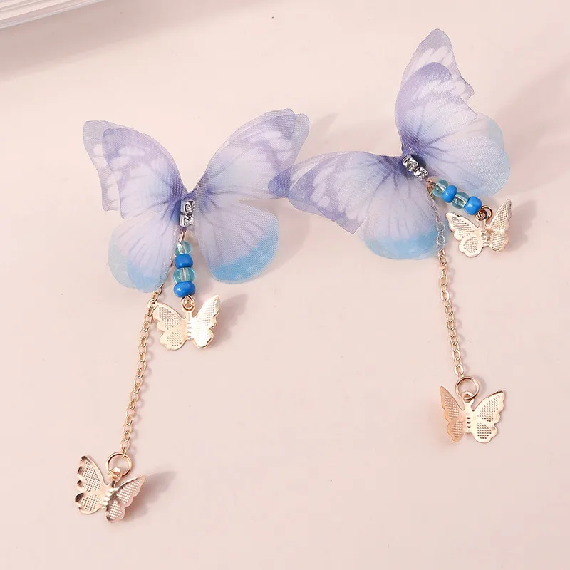 Aihua Bunte Huggies Große Schmetterling-Ohrringe Kristall Schöne Schmetterling-Hängeohrringe für Damen Frühling Sommer Reise-Schmuck – Detail 6