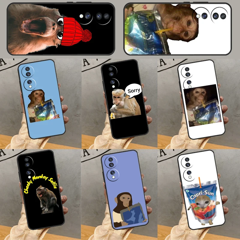 Monkey Sipping  Capri Meme Case For Honor Magic4 Lite Magic5 Pro 8X 9X X6 X7 X8 X9 X7a X8a X9a 10 50 70 90 Lite Cover