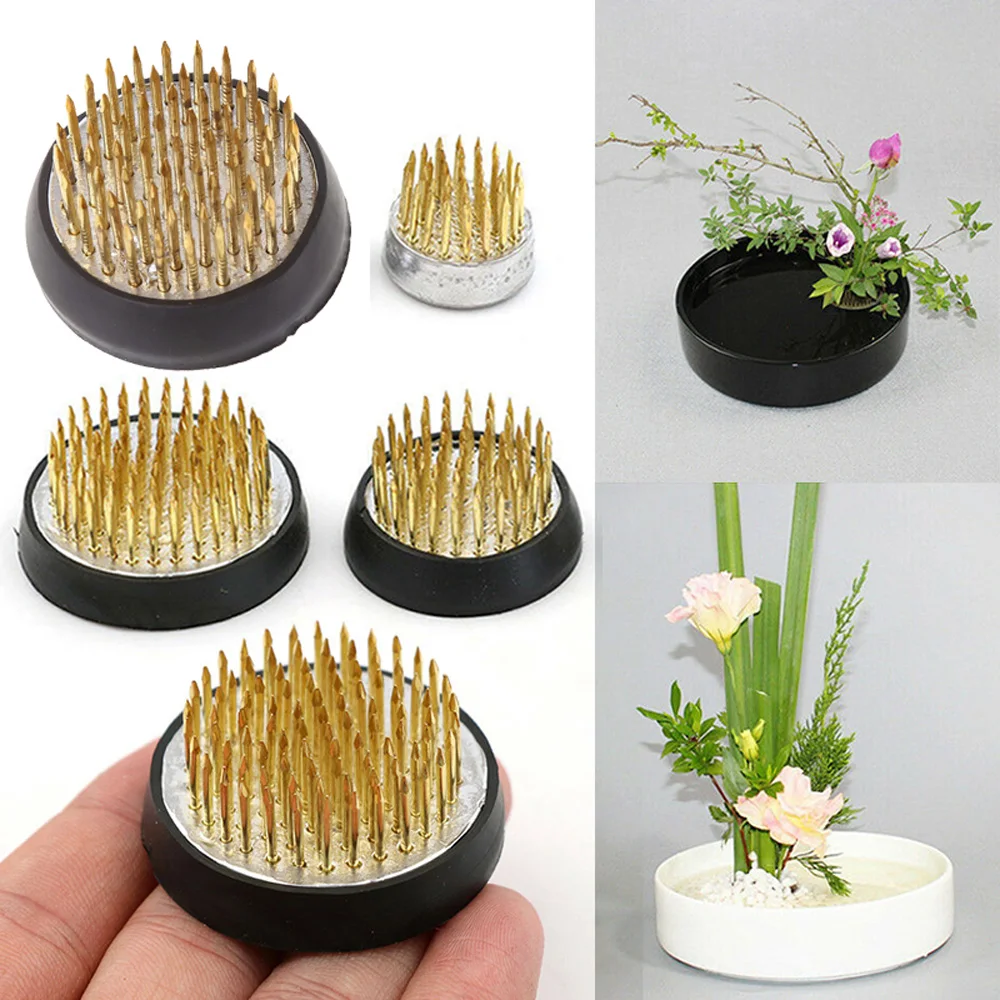 

Round Spiky Floral Arrangement Needle Insert Base Pin Flower Frog Ikebana Holder Art Fixed Tool