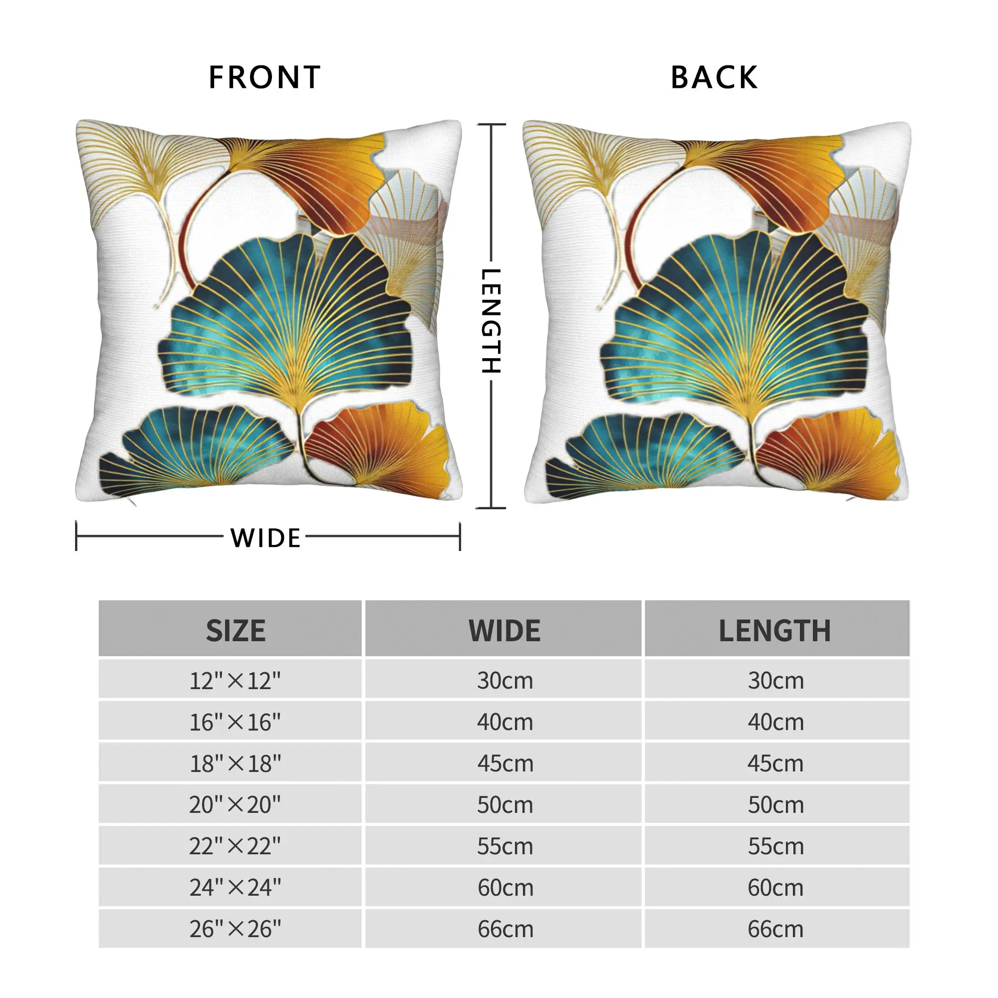 Ginkgo Leaves Pillow Case  Square Pillow Cover For Sofa Car Home Decor Vintage Cushion Cover