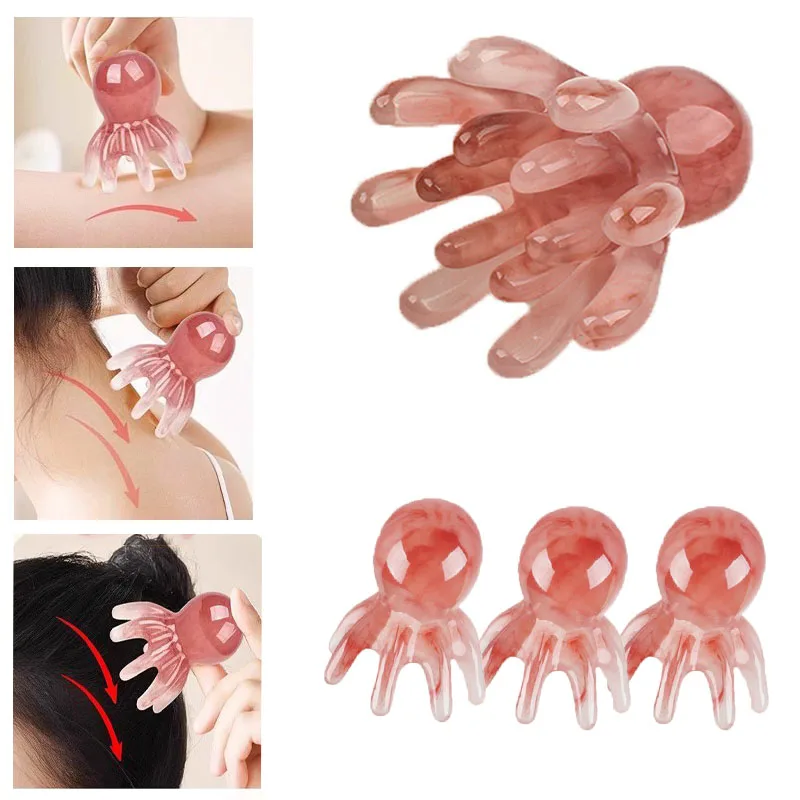 Oktopus Massagekamm 8/14 Zahn Harz Koreanische Haarpflege Akupressur Stressabbau Anti-Haarausfall Tragbares Kopfmassagegerät für Zuhause