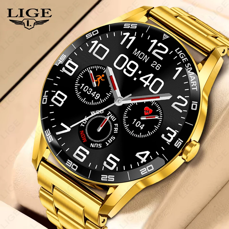 

LIGE New Bluetooth Call AI Voice Assistant Smart Watch Men Heart Rate Blood Oxygen Monitor Sport Fitness Waterproof Smartwatch
