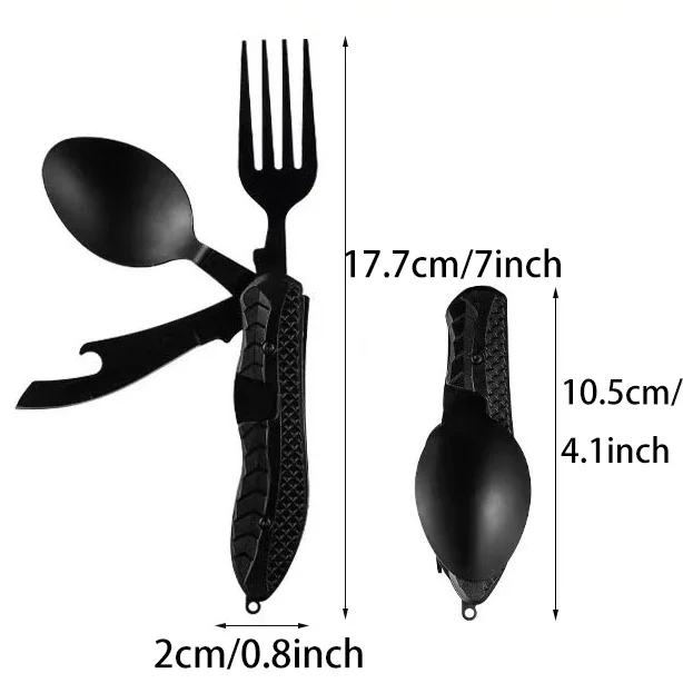 Cuchillo desmontable portátil, cuchillo plegable multifuncional de acero inoxidable, tenedor y cuchara, cubiertos para senderismo y acampada al aire libre, 3 uds.