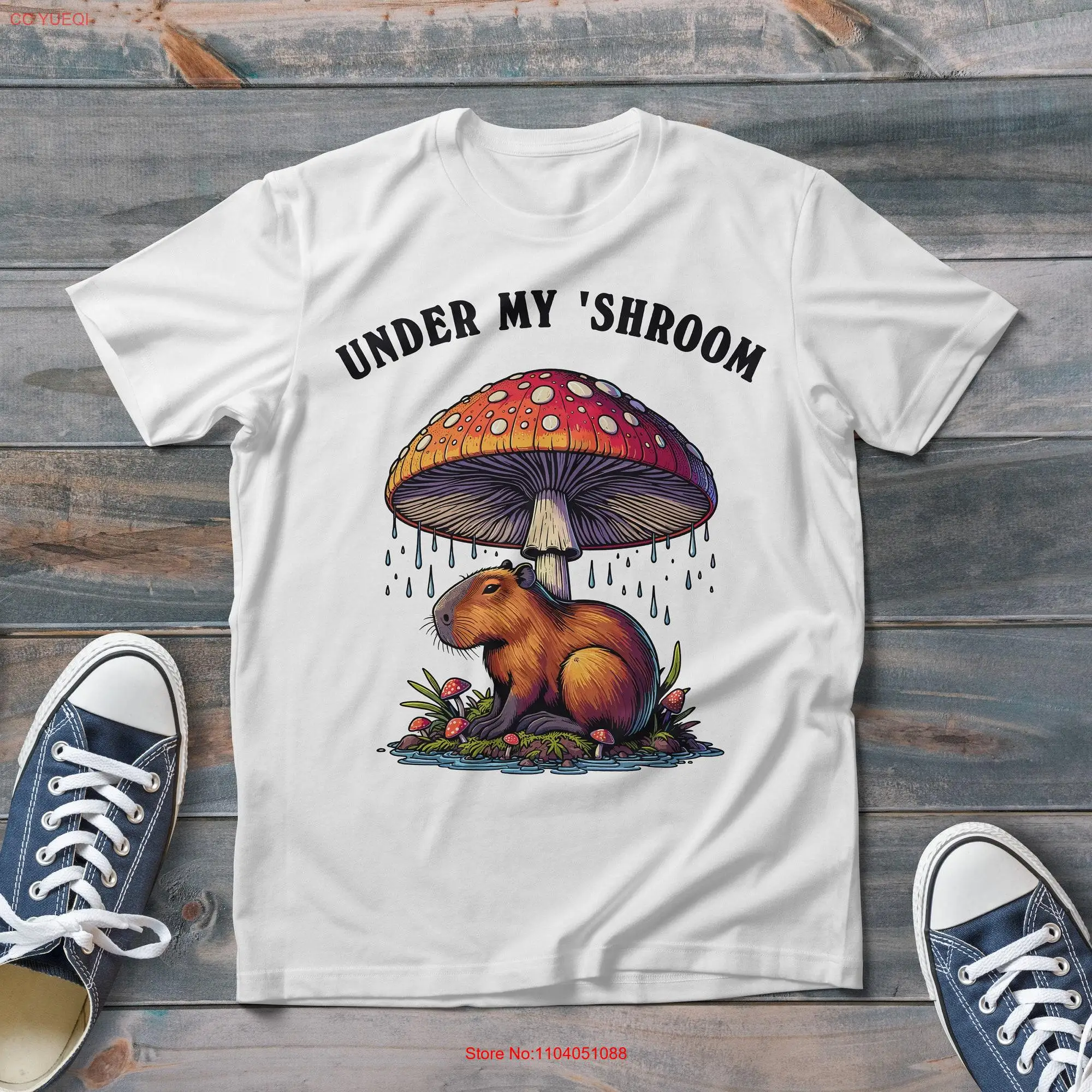 Capybara Under A Mushroom My Shroom T Shirt Cottagecore Trendy and Fun Style long or short sleeves