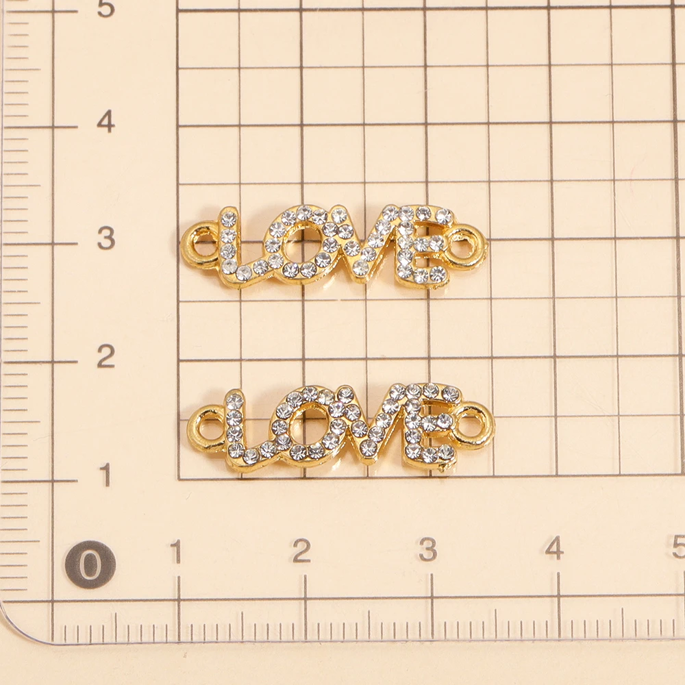 10Pcs Mode Legierung Zirkon Brief LIEBE Stecker Anhänger Für DIY Armband Halskette Handgemachte Schmuck Finden Liefert Gif – Detail 1