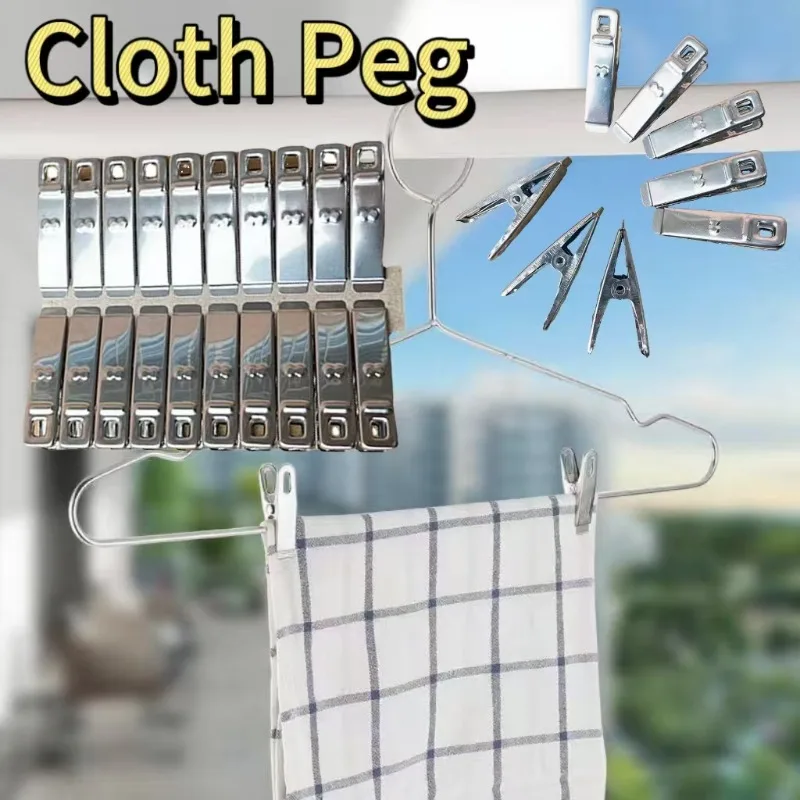 20–100 Stück Edelstahl-Wäscheklammern mit flachem Mund, Binder-Clips, Trocknerbügel, Metall-Clip-Set, Metall-Kleiderklammern für Kleidung, Socken