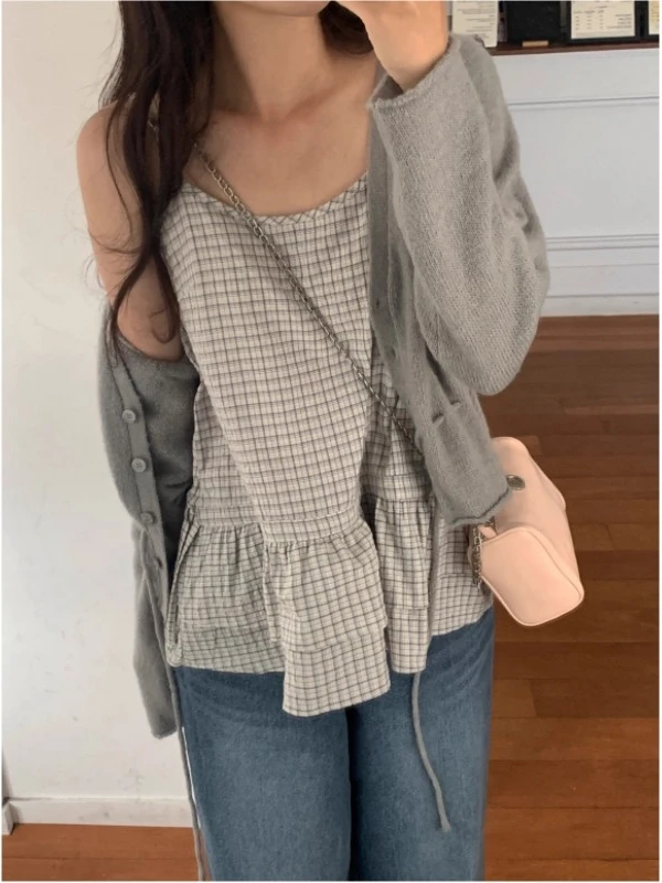 

Exclusive Design Dstring Tie Cheered Lace Trim Top ort Length Commute Sle Women's Vest Summer Collection