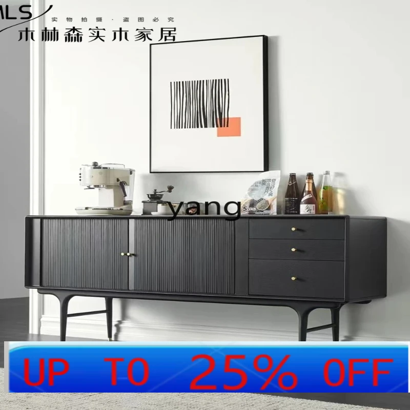 

LHH retro dining side cabinet modern simple light luxury living room entrance cabinet against the wall solid wood