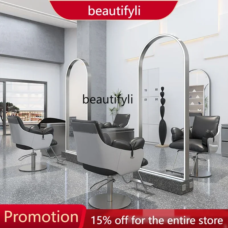 

X188 LHair Salon Dressing Table for Hair Salon High-End Single-Sided Floor Mirror Barber Shop Hair Cutting Mirror