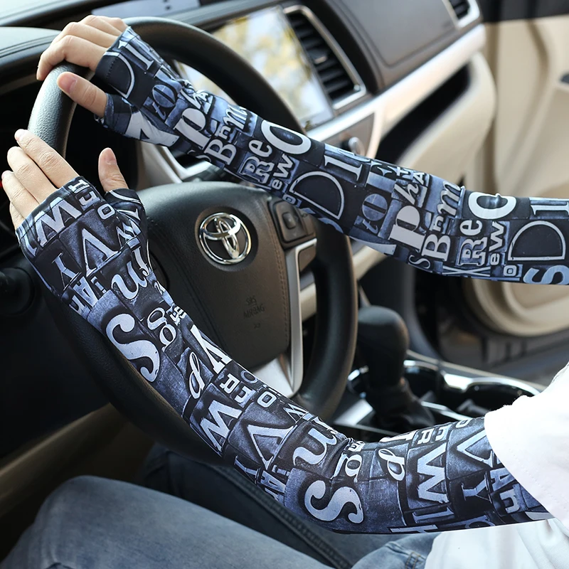 Long gloves fingerless cycling and driving sun protection decoration fashion hip dance cool pair arm cuff Men angling show