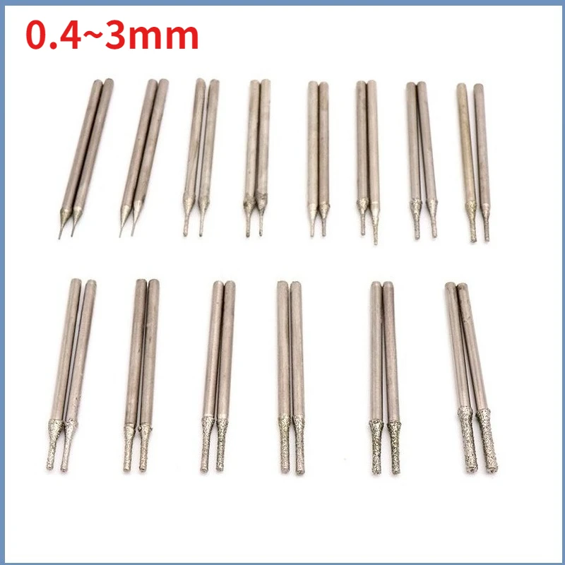 

Игла для сверления и резьбы, набор серебряных инструментов, игла для резьбы, алмазная гальваника, гравировальные шлифовальные стержни, прочный 0,4 мм-3 мм