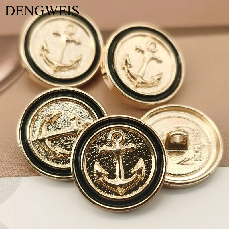 Anchor Engraved Gold And Silver Fashion Metal Buttons for Clothing Shirt Cuff Coat Sewing Accessories Handmade Sewing Buttons