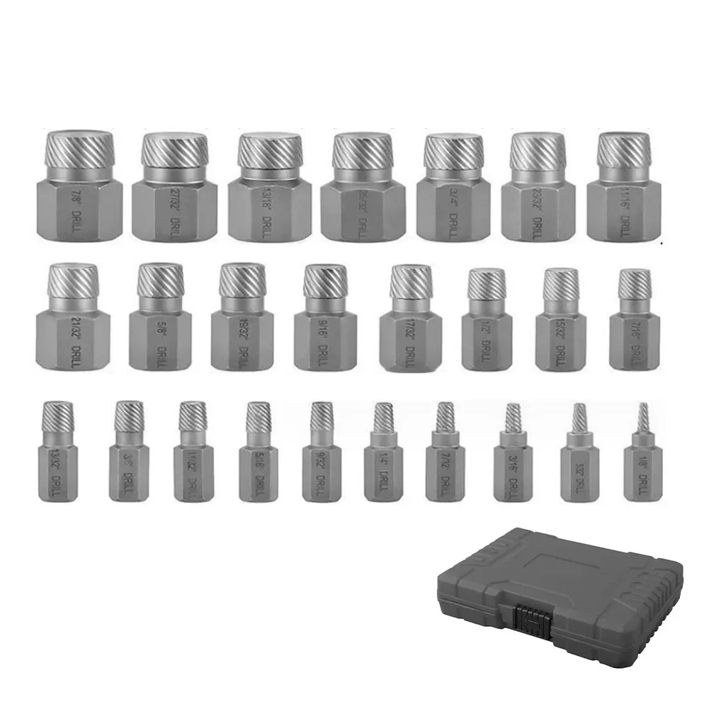 

Swift And Effective Screw And Bolt Removal 25pcs MultiSpline Screw Extractor Set With Hex Head Bit Socket Wrench