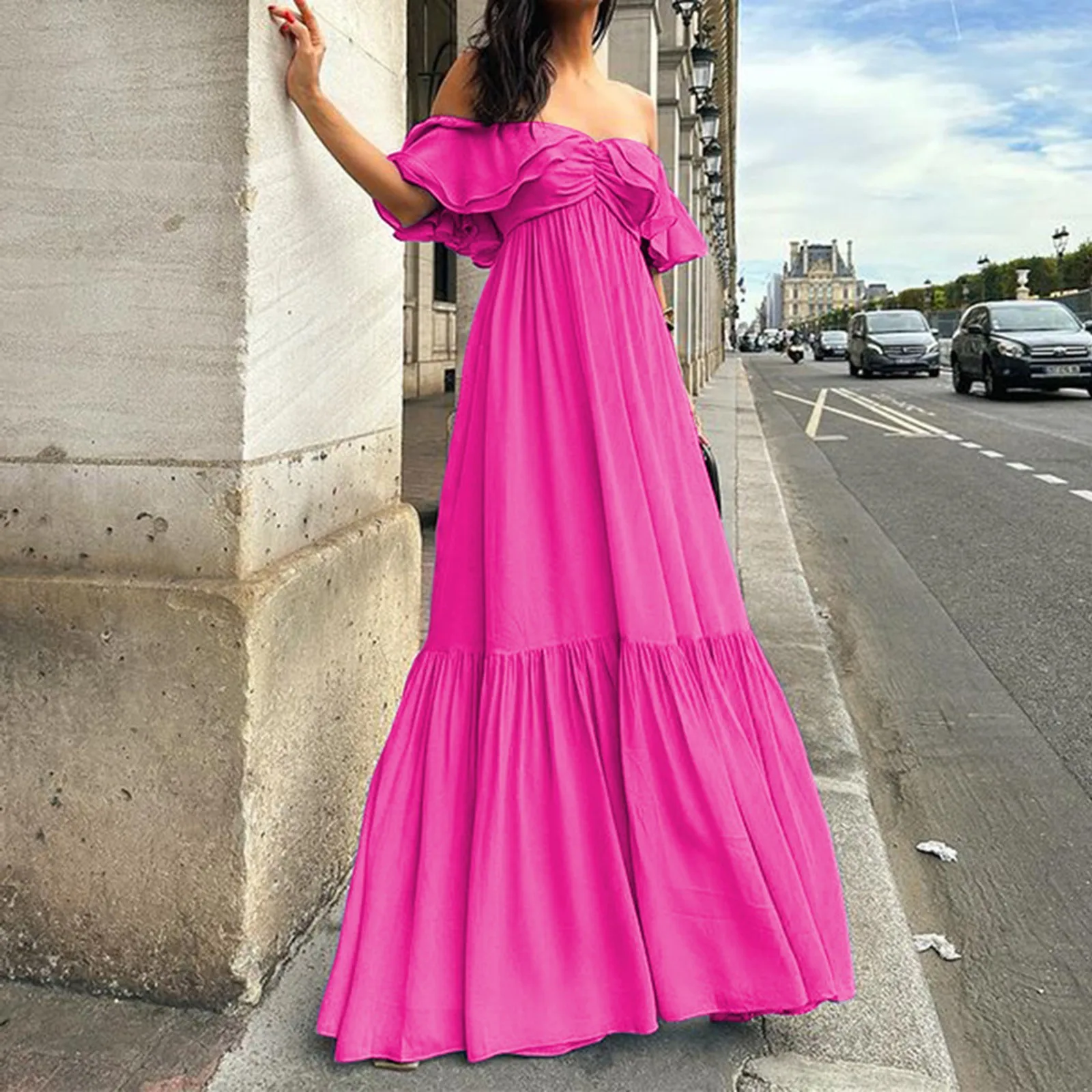 Robe Éducative Élégante à Manches Courtes Bouffantes pour Femme, Vêtement à Volants, Ceinture artificiel astique, Style Boho