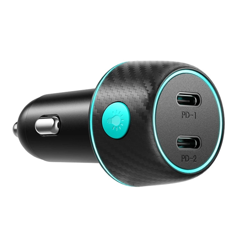 USB C Car Charger Adapter With Light, 70W Super Fast Cigarette Lighter Daul C Car Charger Durable