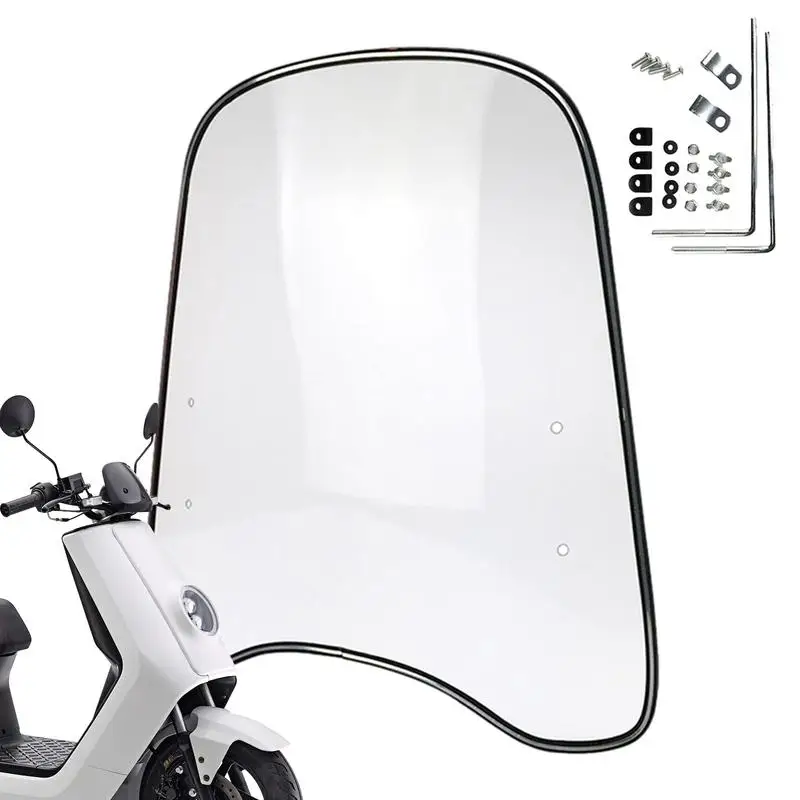 Universal PC Motorcycle Windshield Large Windscreen Compatible With Motorcycles Electric Cars Scooters 46x42.5cm