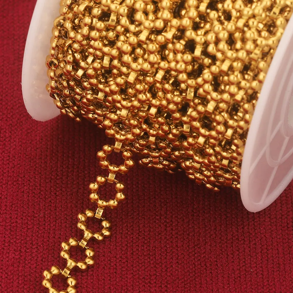 1metre Stainless Steel PVD Gold Chain Flower Circle Ring Chains for DIY Keychain Bracelet Jewelry Materials Making Accessories