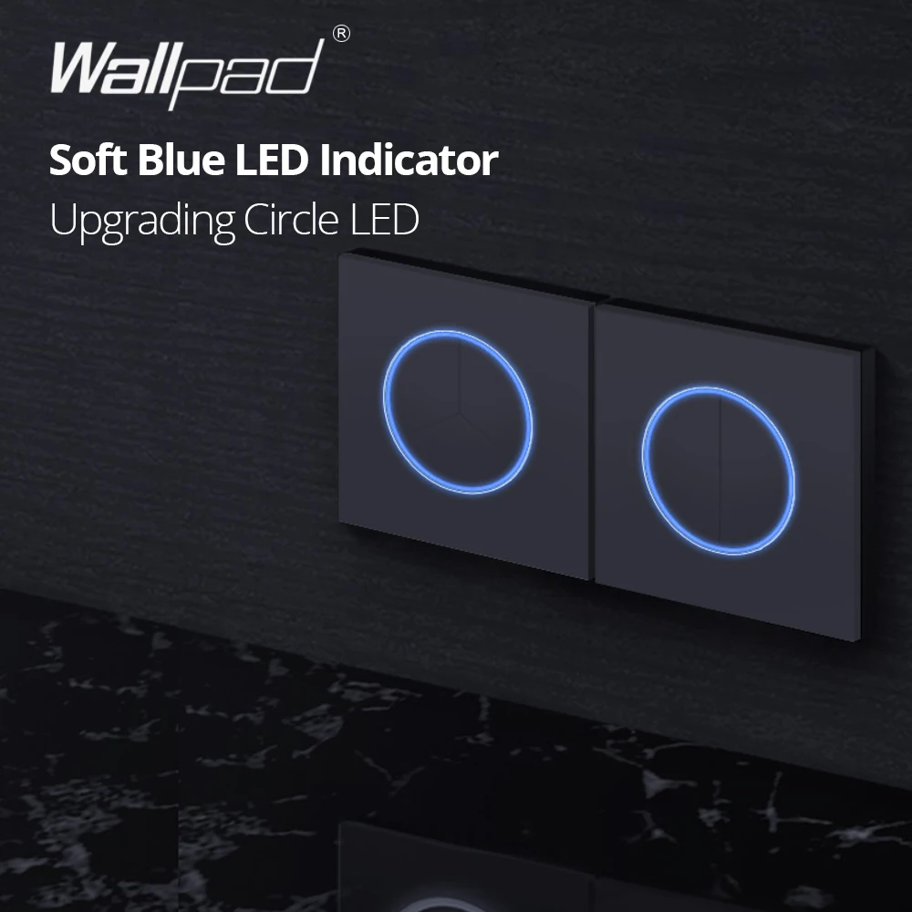 Wallpad White Glass Panel With Large Circle LED Indicator Wall Light Switch and Socket Set Round Button Electric Outlet