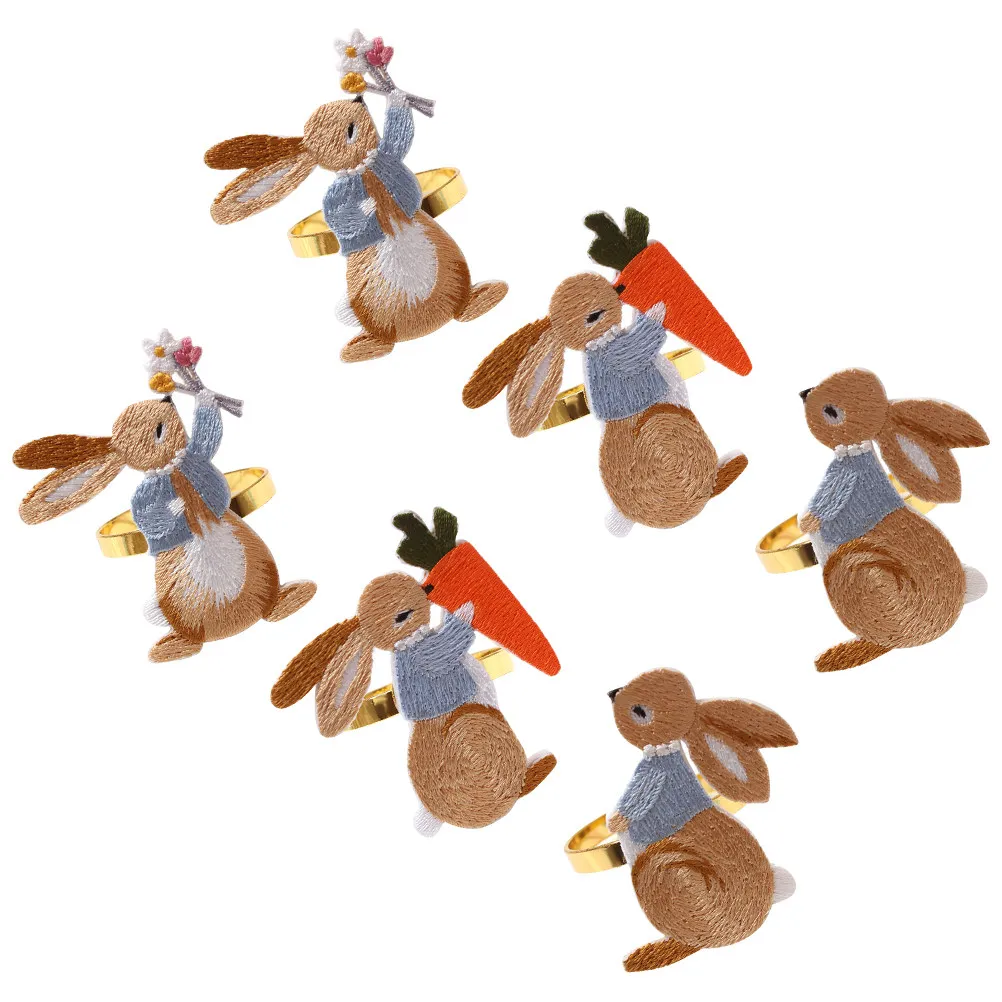

6Pcs Exquisite Rabbit Napkin Holders Strong Metal Design for Hotel Wedding Event Elegant Napkin Ring Decor Accessory