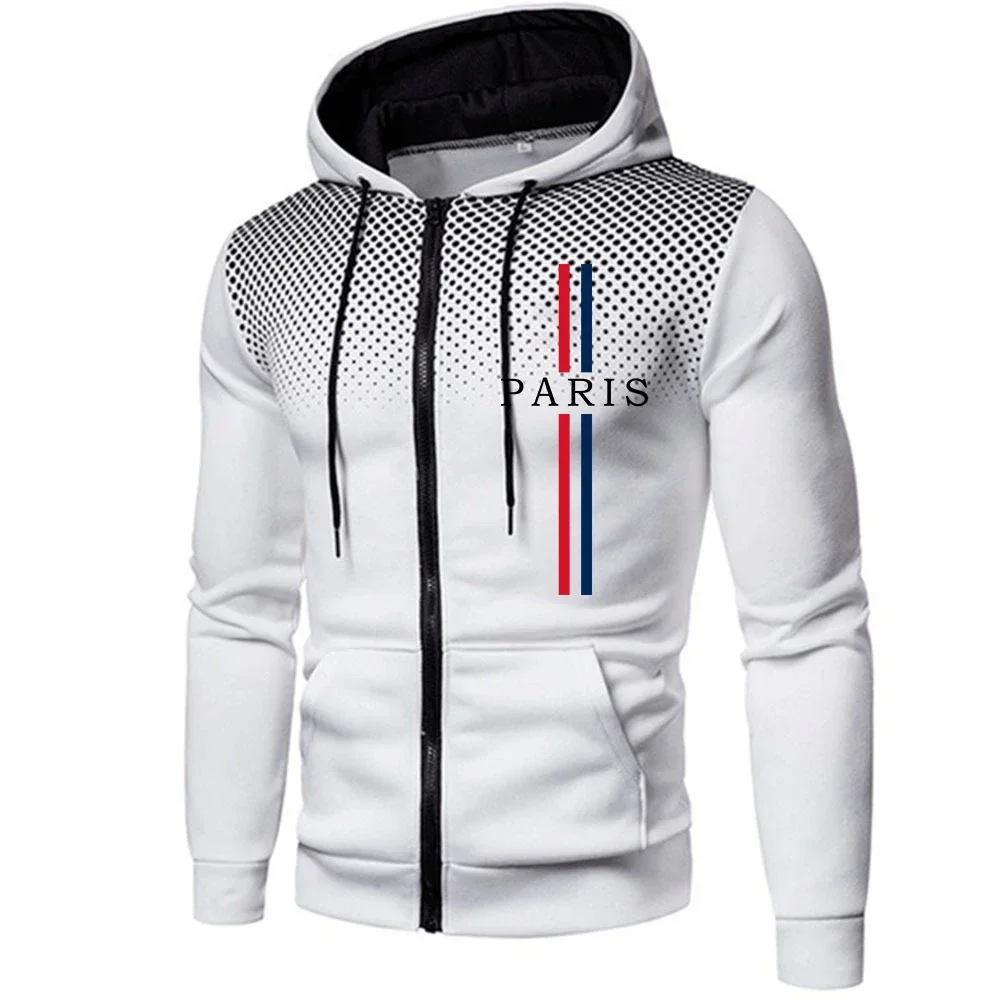 Men's Jacket Printing Casual Zipper Hooded Coat Outdoors Sports Jogging Mens Clothing Daily Round Dot Sweatshirts Autumn Winter