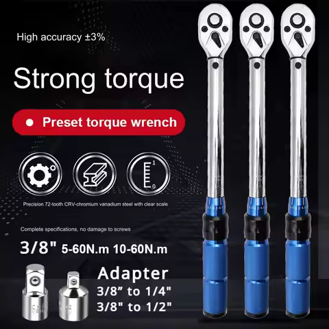 3/8 Bidirectional adjustable high precision torque wrench 5-60Nm & 10-60N.m Bicycle motorcycle car DIY hand tool