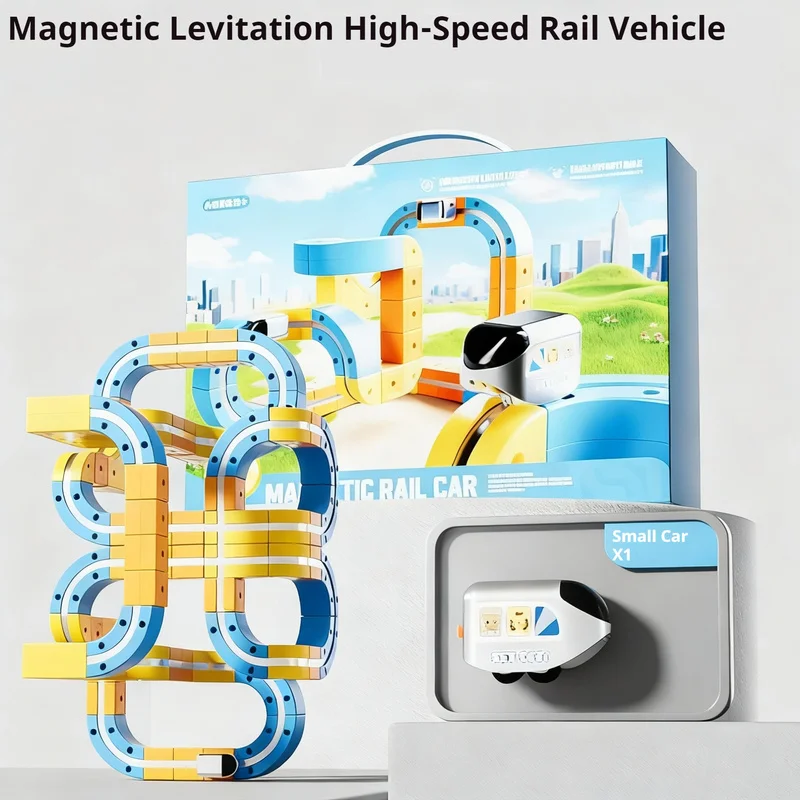 Ensemble de Train de piste magnétique à assembler soi-même, voies de construction polyvalentes Transformables, jouet magnétique pour enfants, voiture sur Rail Non à distance, cadeau
