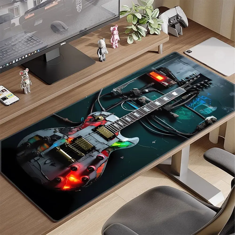 Vintage Rock Guitar Extra Large Gaming Mouse Pad Non-Slip Rubber Desk Mat for Office and Music Enthusiasts