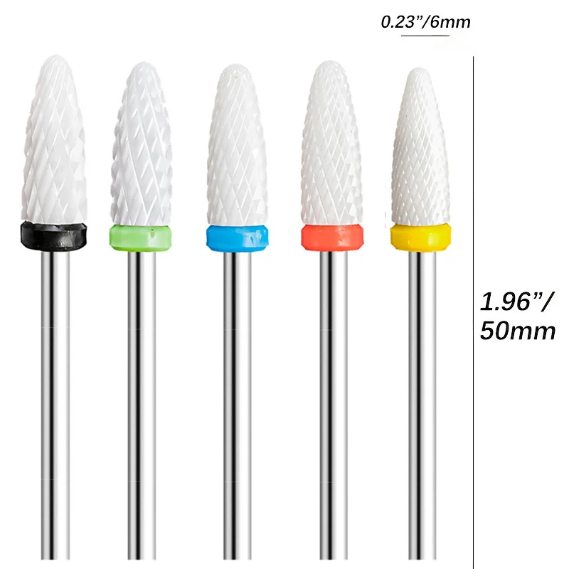 1/2/4/5개 세라믹 네일 드릴 비트 세트 매니큐어 드릴용 밀링 커터 전동 네일 파일 큐티클 제거 네일 파일 아트 도구